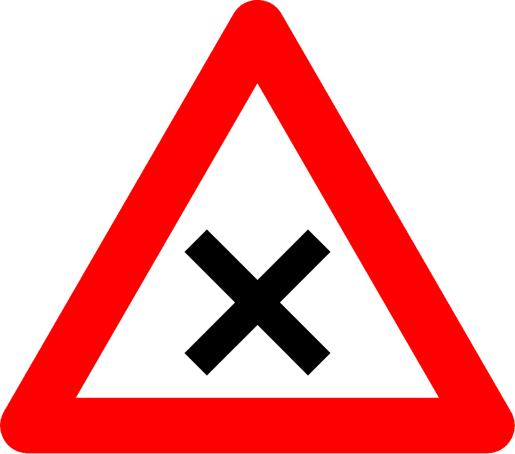 Signal B17 : triangle blanc à bord rouge portant une croix noire.