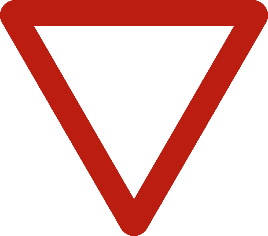 Signal B1 : triangle blanc bordé de rouge, pointe vers le bas.
