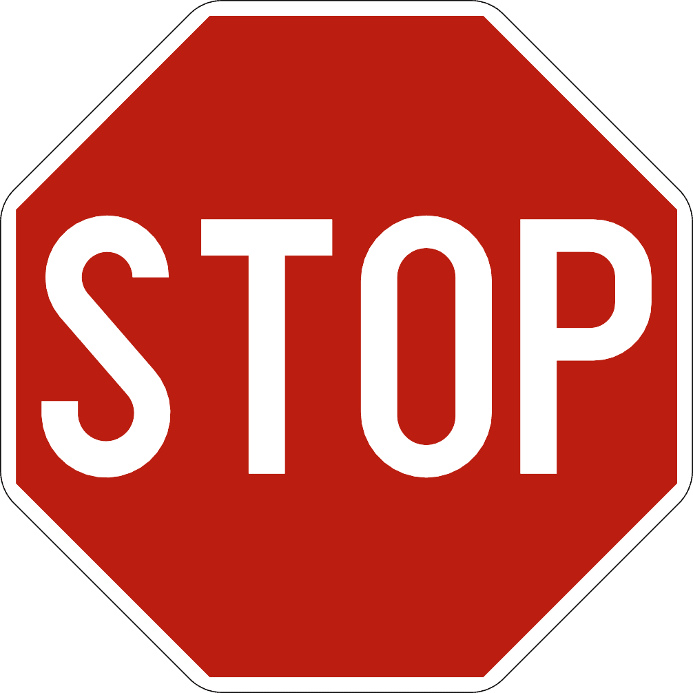 Signal B5 : panneau octogonal rouge portant le mot STOP en blanc.
