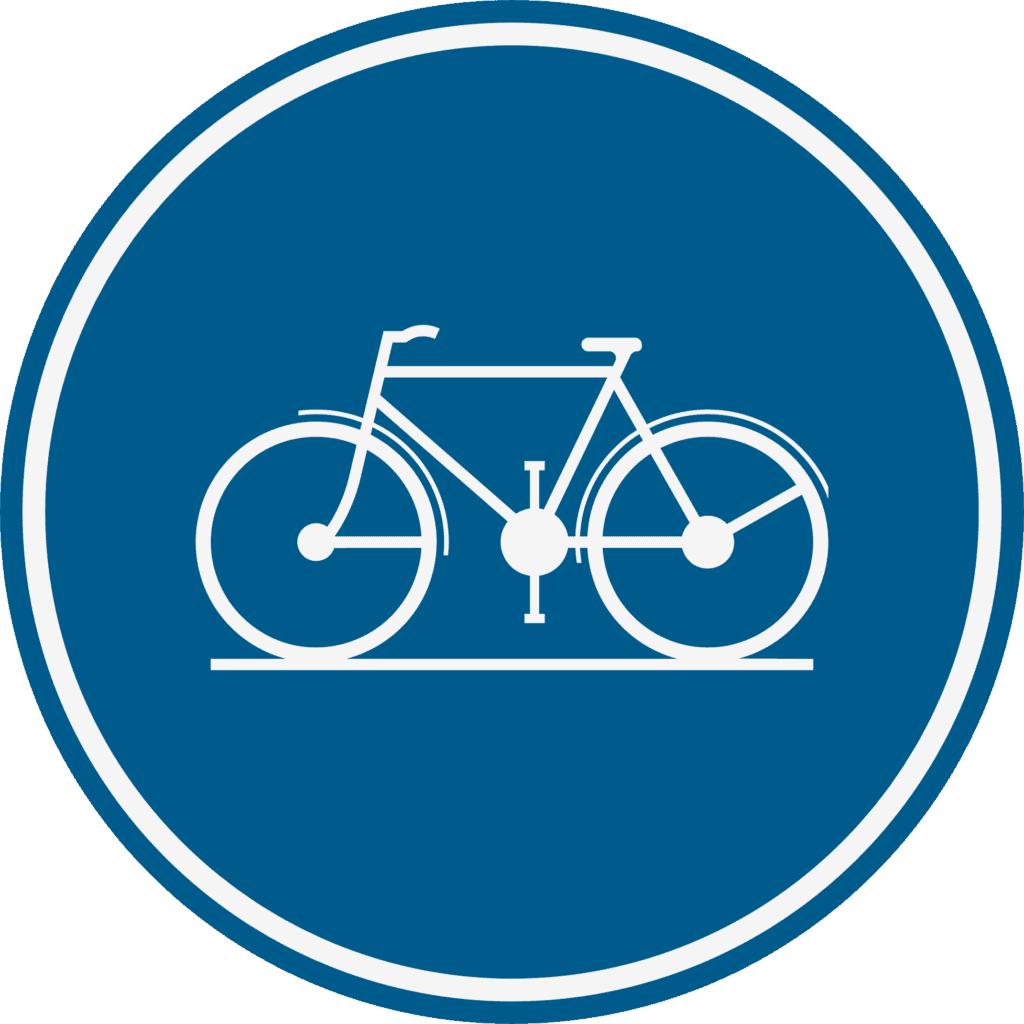 Signal D7 : disque bleu portant un vélo blanc.