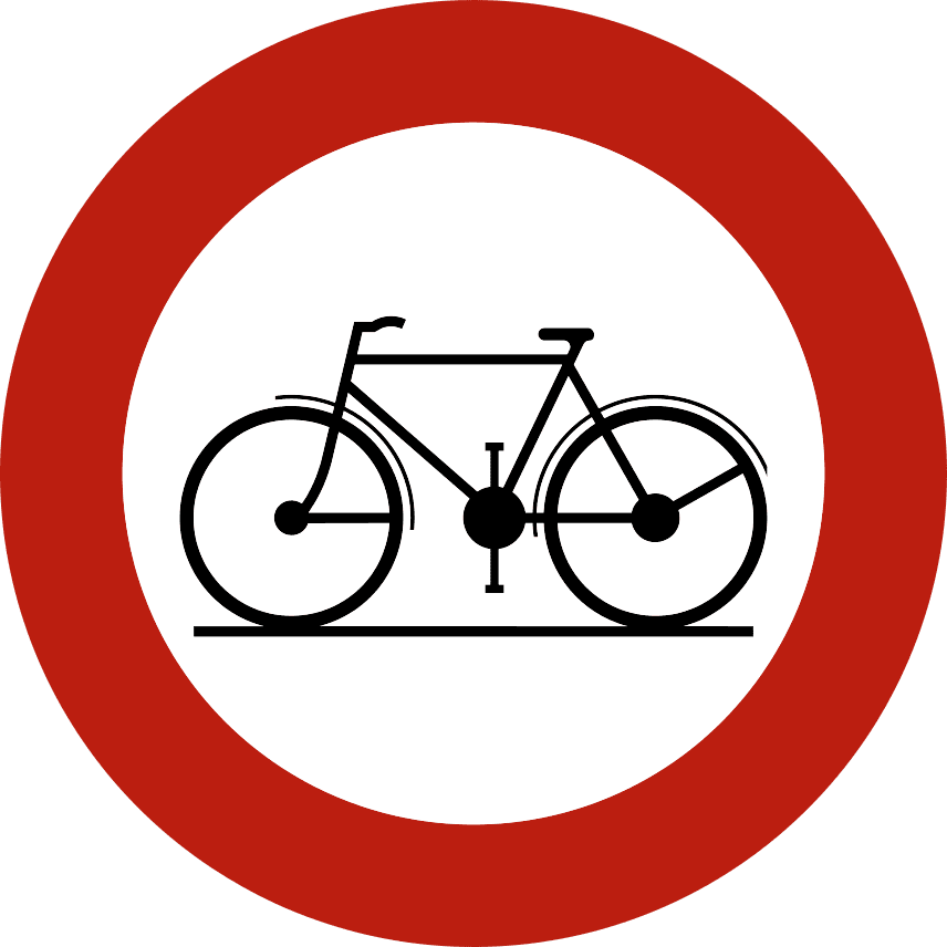 Signal C11 : panneau rond à bord rouge représentant un vélo.