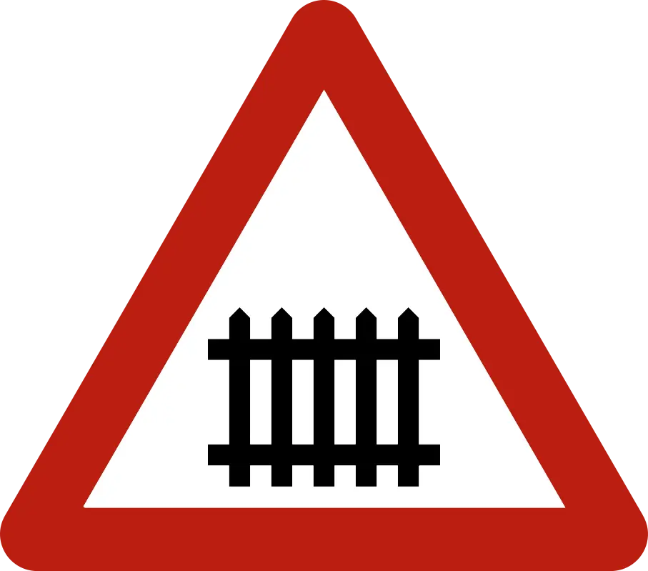 Signal A41 : triangle à bord rouge contenant une barrière noire.