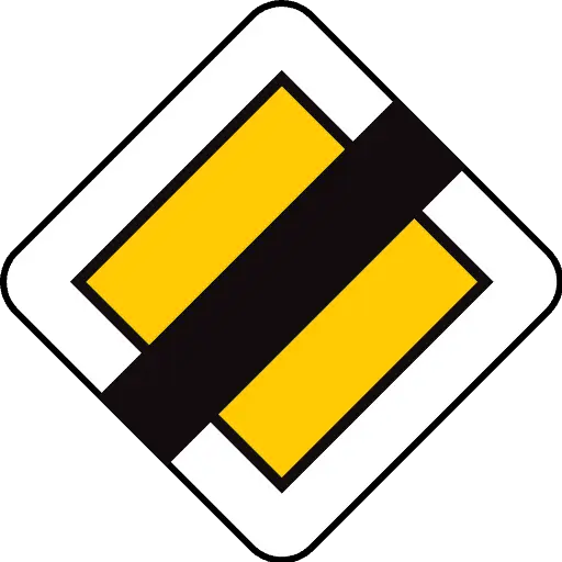 Signal B11 : losange jaune à bordure blanche, barré d’une diagonale noire.