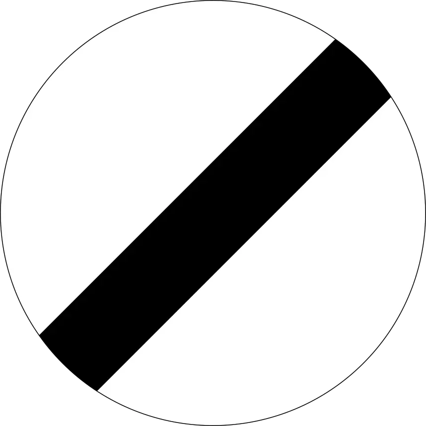 Signal C46 : disque blanc barré d’une diagonale noire, sans pictogramme de véhicule.