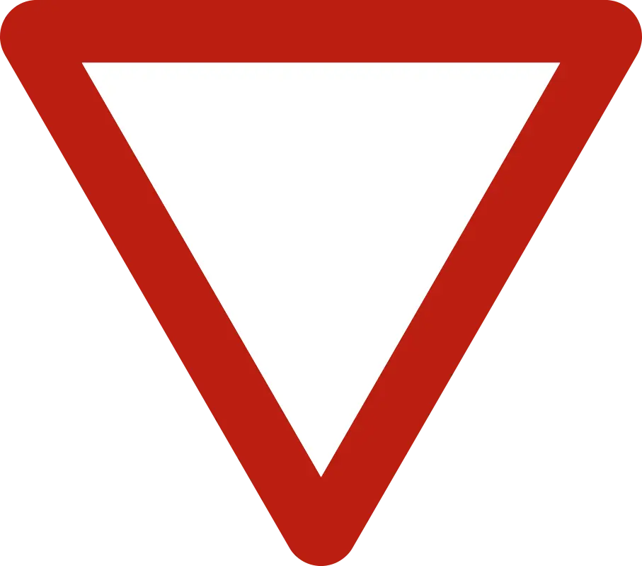 Signal « céder le passage » : triangle blanc à bord rouge, pointe vers le bas.