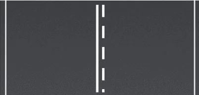 Deux lignes blanches juxtaposées : continue à gauche du schéma, discontinue à droite.
