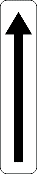 Panneau additionnel blanc avec une flèche noire vers le haut.