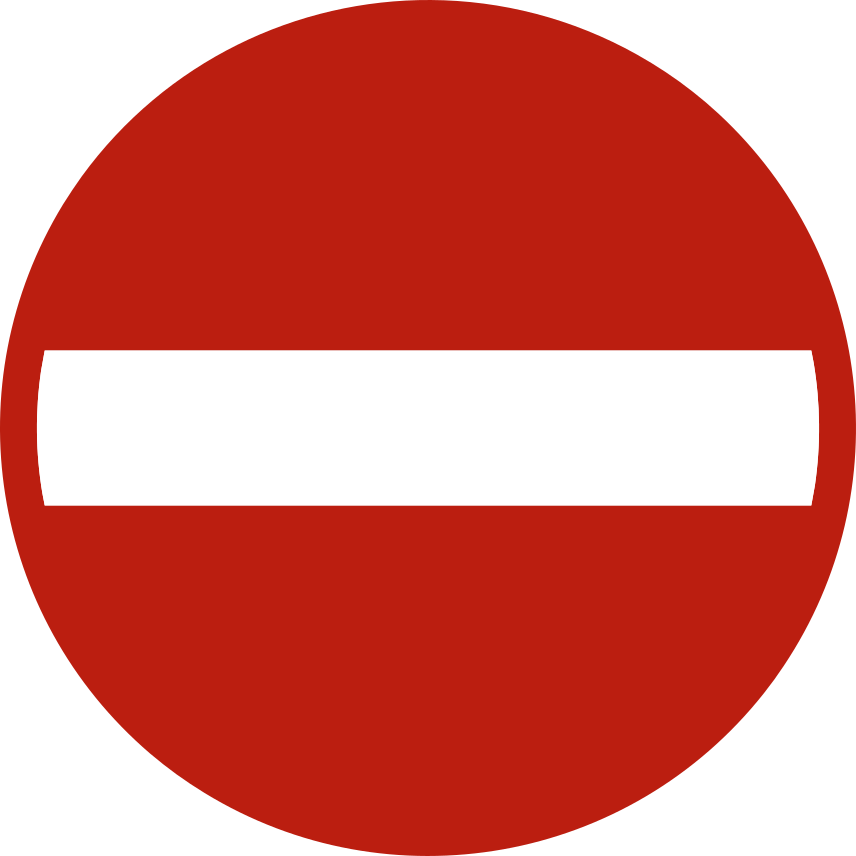 Disque rouge avec une barre blanche horizontale.