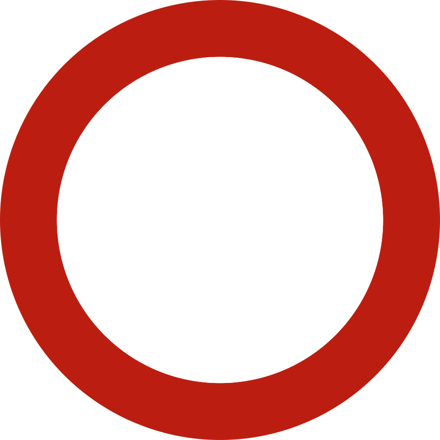 Disque blanc entouré de rouge, sans pictogramme.