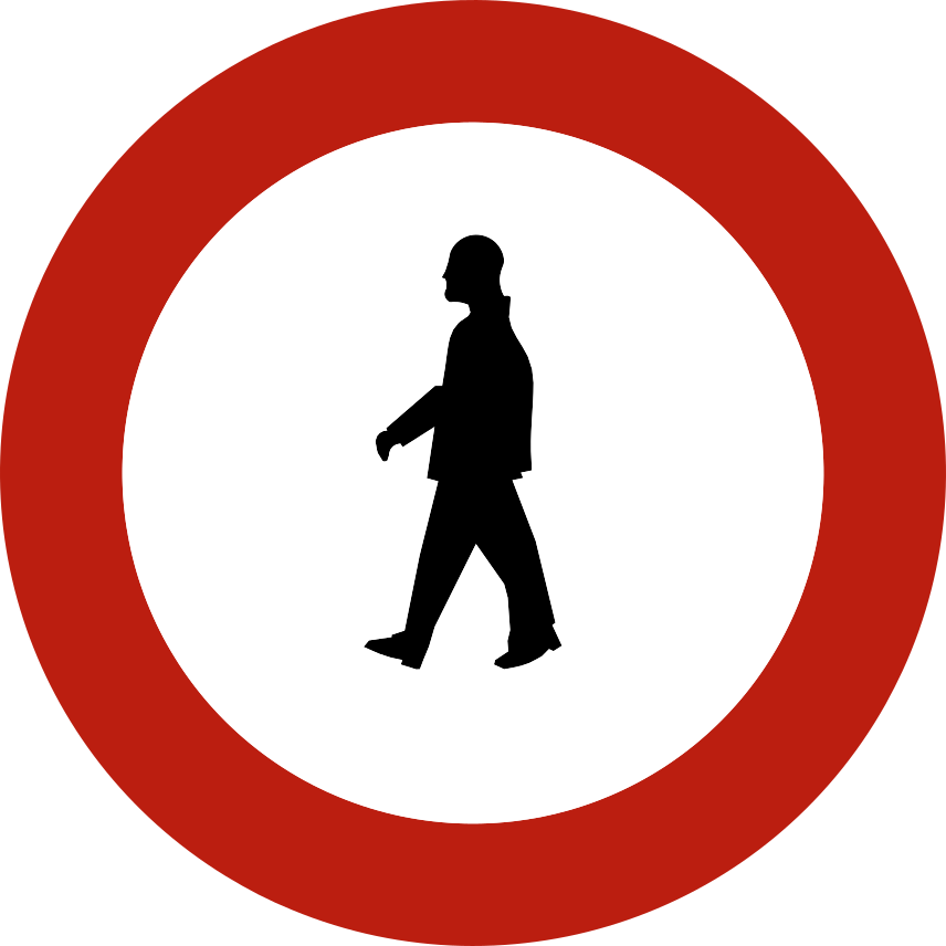 Disque à bord rouge avec la silhouette noire d’un piéton.
