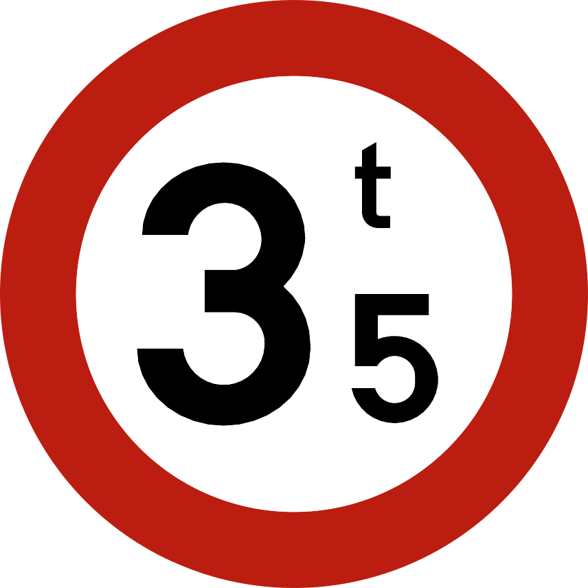 Disque à bord rouge portant l’indication « 3,5 t ».