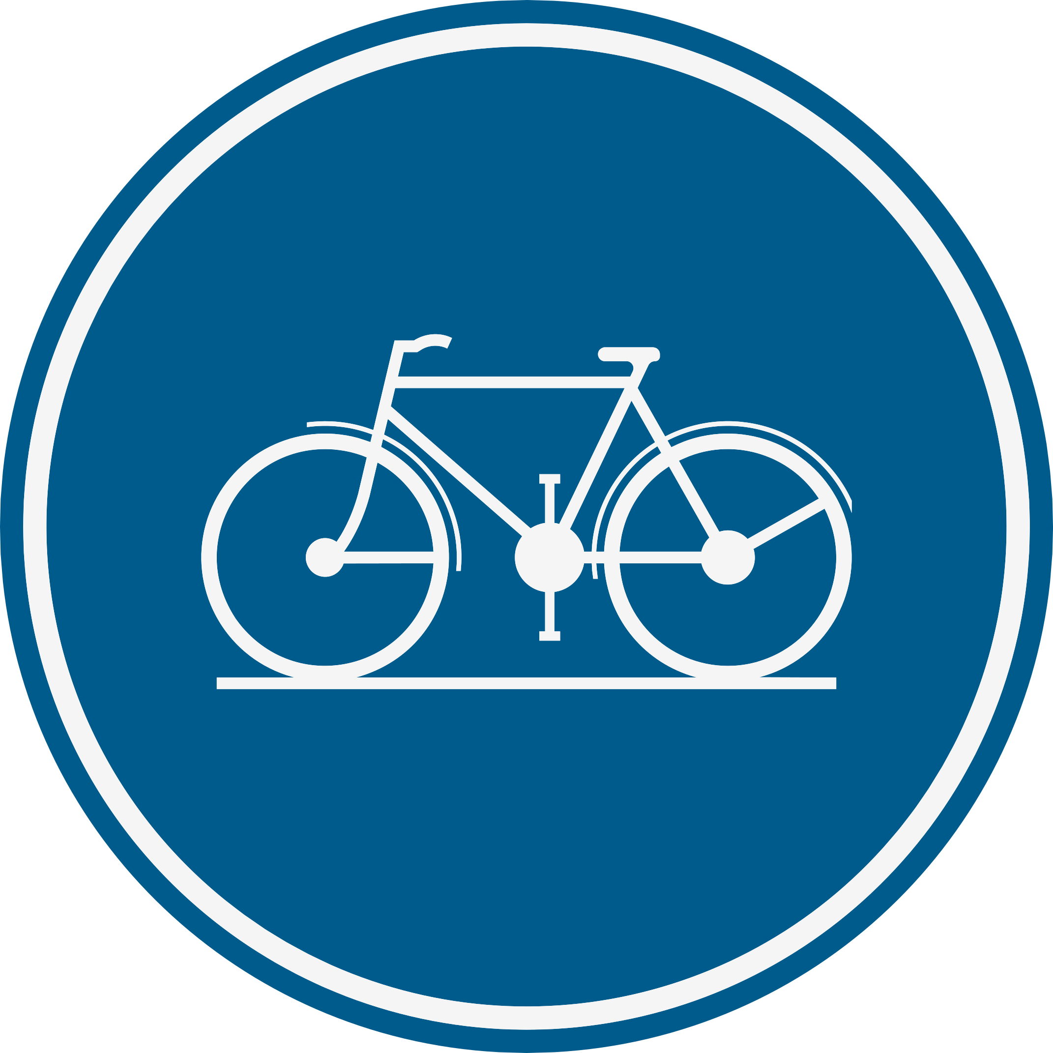 Disque bleu avec une bicyclette blanche.
