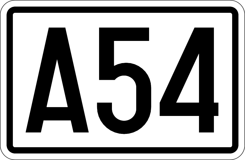 Panneau blanc portant le numéro d’autoroute A54 en noir.