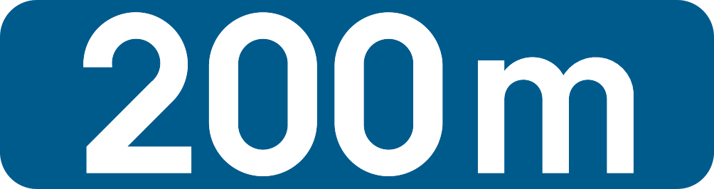 Panneau additionnel bleu portant « 200 m ».