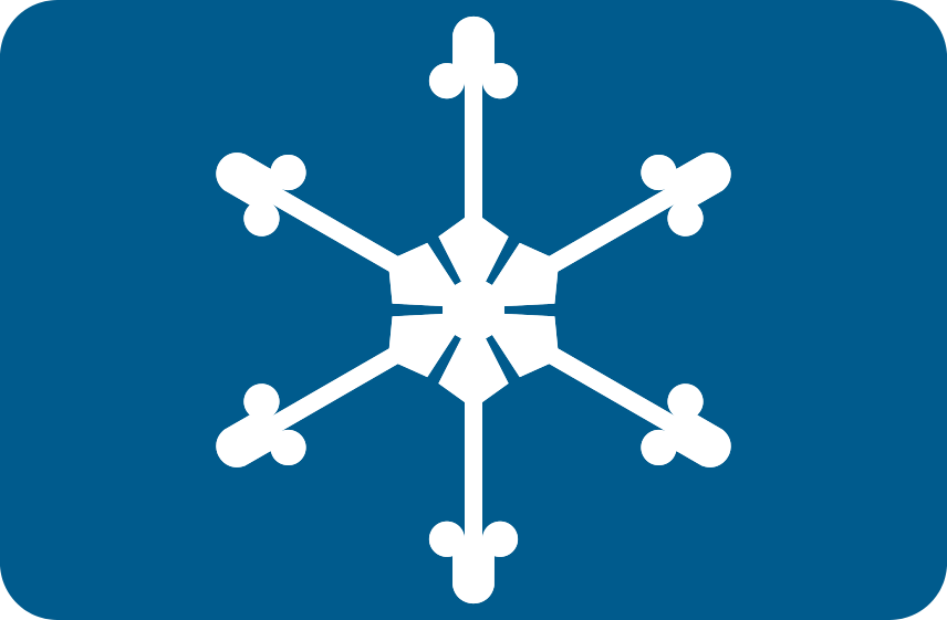 Panneau additionnel bleu représentant un flocon de neige blanc.