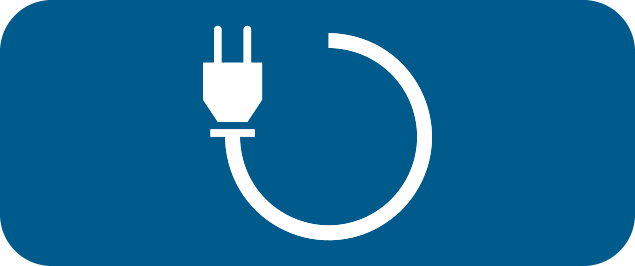 Panneau additionnel bleu représentant une prise électrique avec son câble.