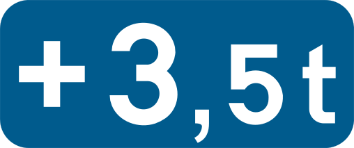 Panneau additionnel bleu portant « + 3,5 t ».