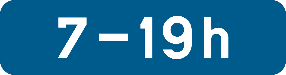 Panneau additionnel bleu portant « 7–19 h ».