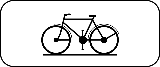 Panneau M1 blanc portant le symbole noir d’une bicyclette.
