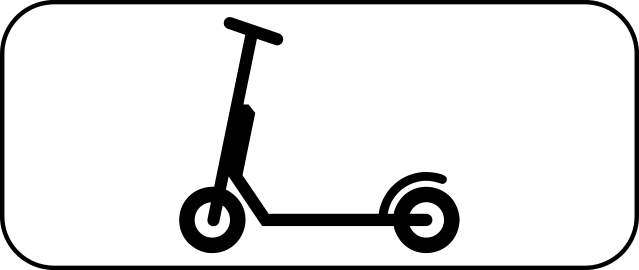 Panneau M21 blanc portant le symbole noir d’une trottinette.