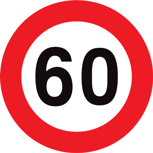 Panneau C43 : disque blanc bordé de rouge portant le nombre 60.