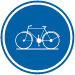 Signal D7 : disque bleu avec un vélo blanc.